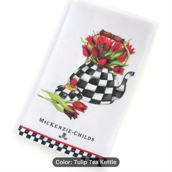 Two Macenzie Childs Teapot Kitchen or Hand Towels - Picture 3 of 6